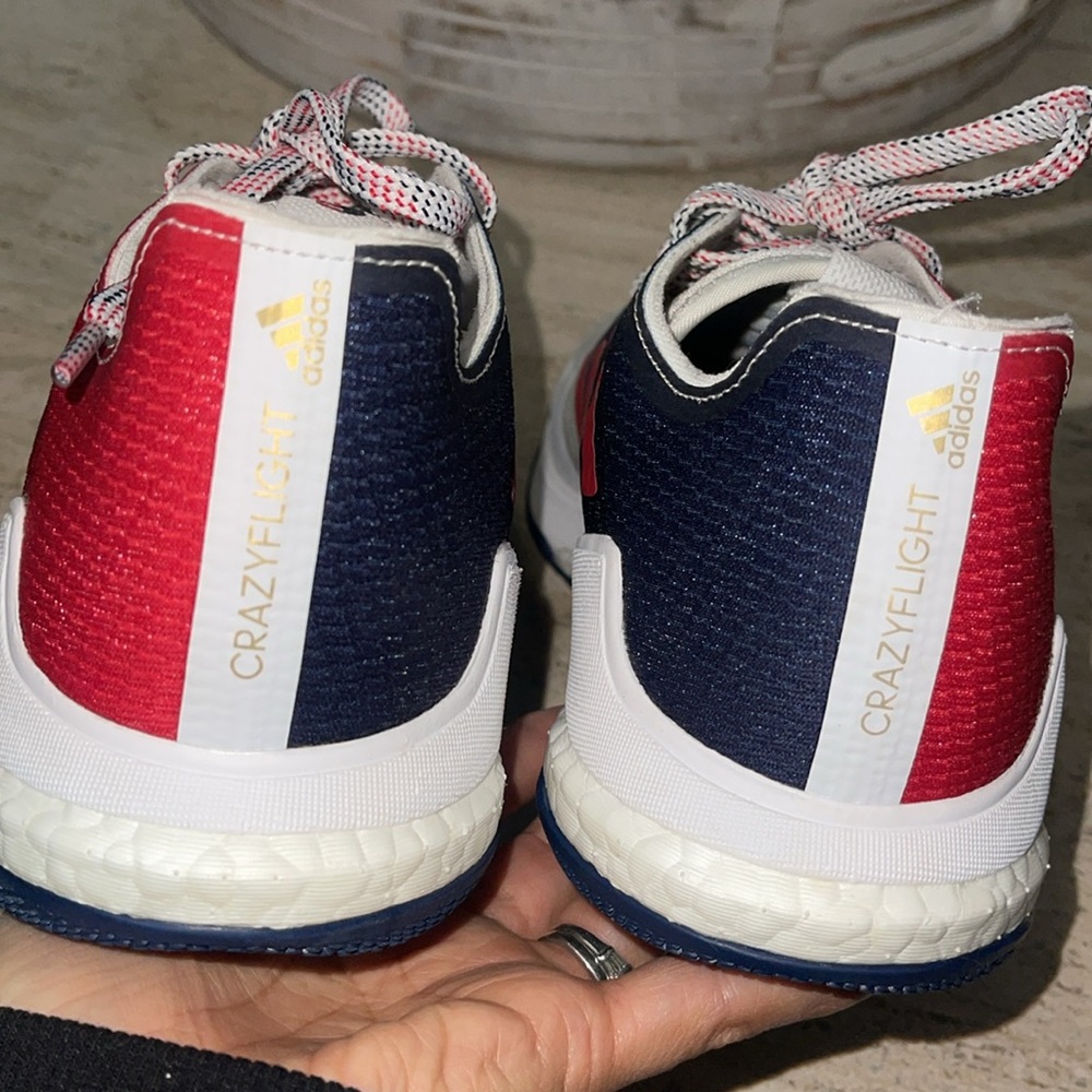 ADIDAS Crazyflight Team Collegiate Red Navy USA Volleyball sneakers Sz 7.5 EUC - Picture 9 of 17